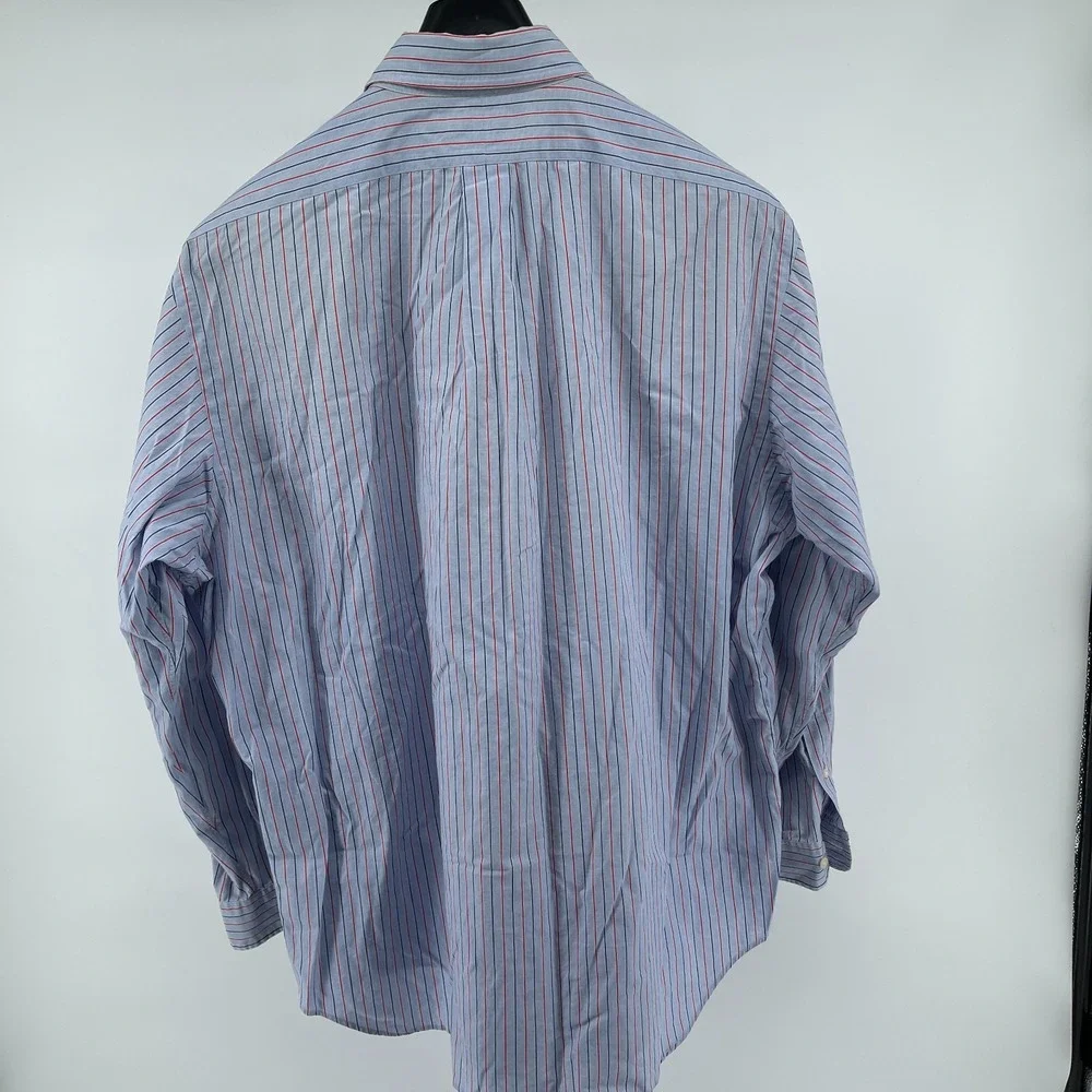Polo Ralph Lauren Shirt Mens 17 34/35 Blue Striped Yarmouth‎